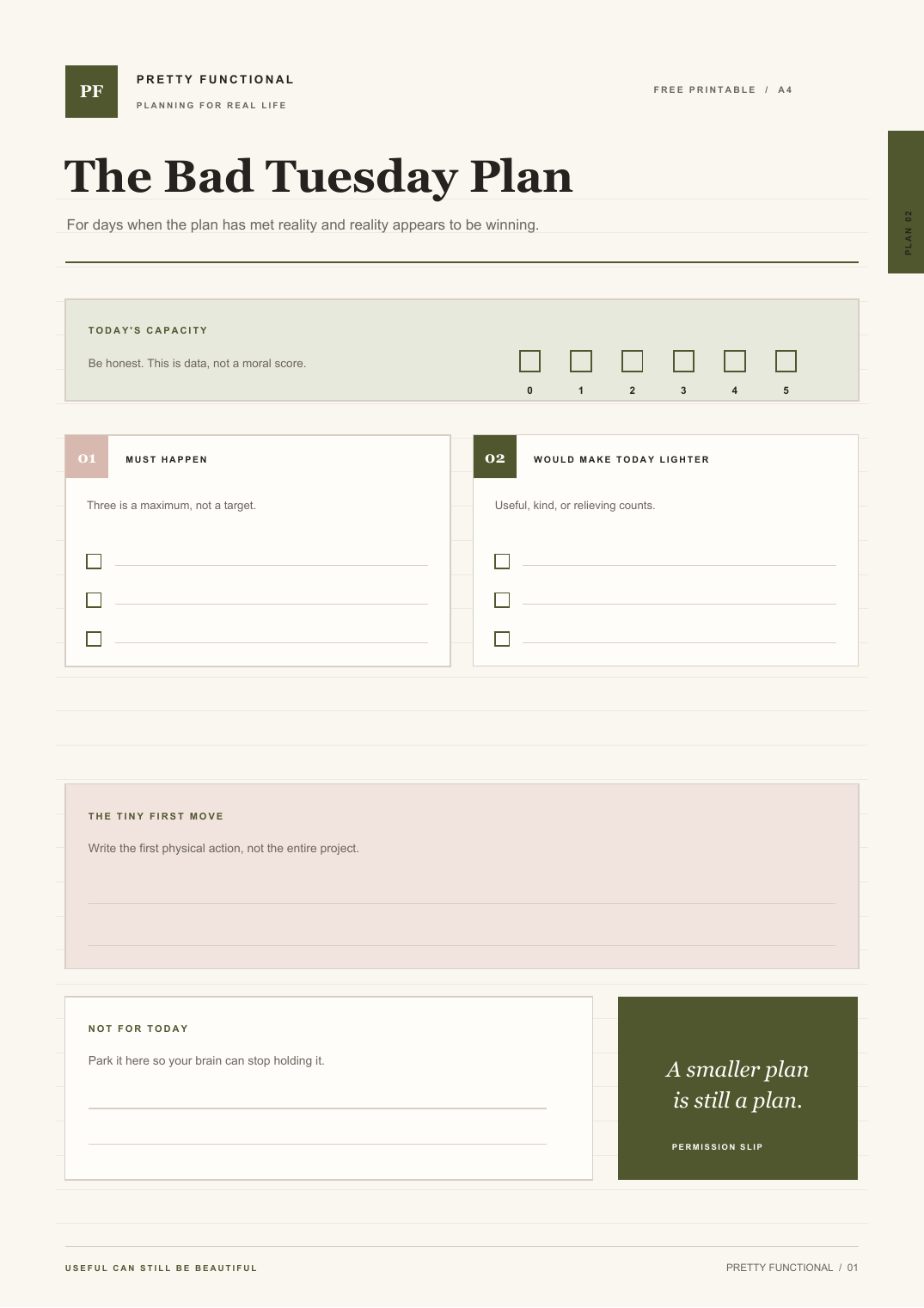 The Bad Tuesday Plan printable
