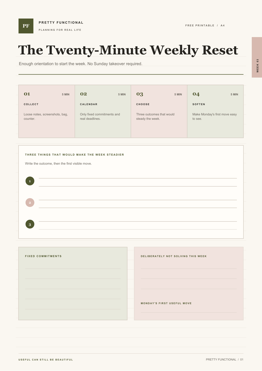 The Twenty-Minute Weekly Reset printable