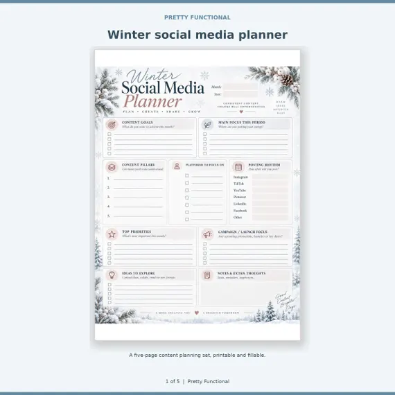Cover preview of Winter Social Media Content Planner PDF