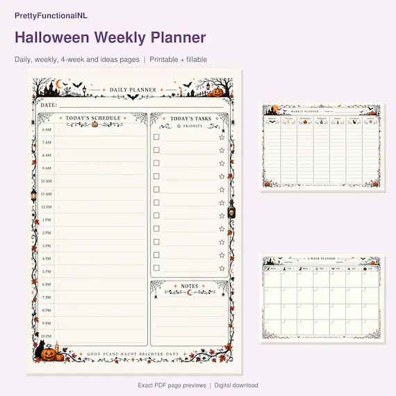 Cover preview of Halloween Weekly Planner PDF