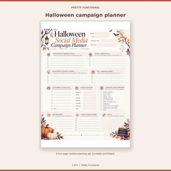 Cover preview of Halloween Social Media Content Planner PDF