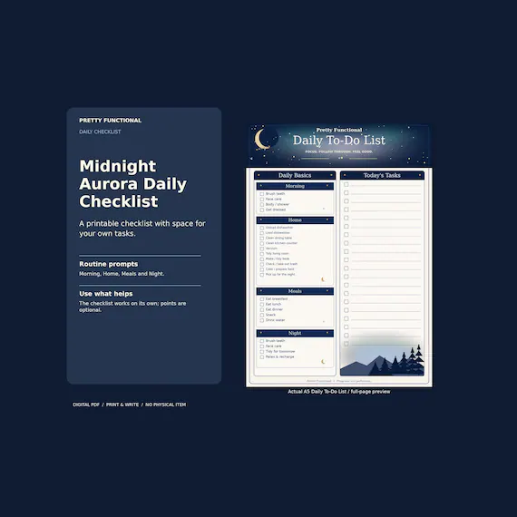 Cover preview of Midnight Aurora Daily Checklist PDF
