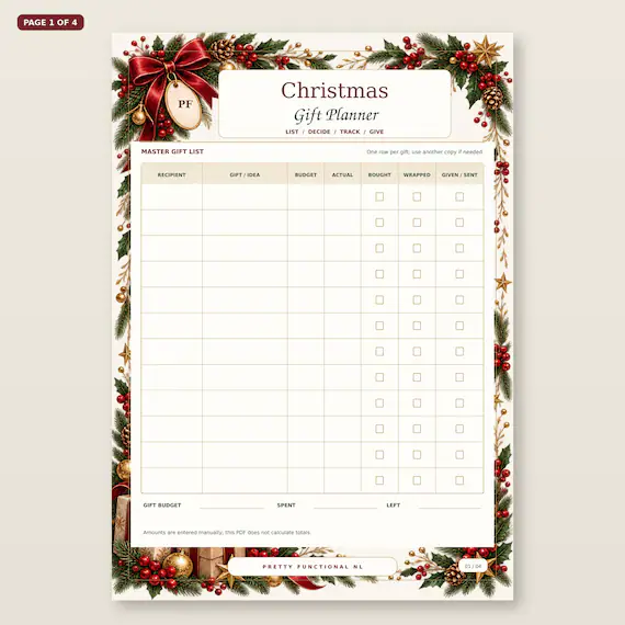Cover preview of Christmas Gift Tracker PDF