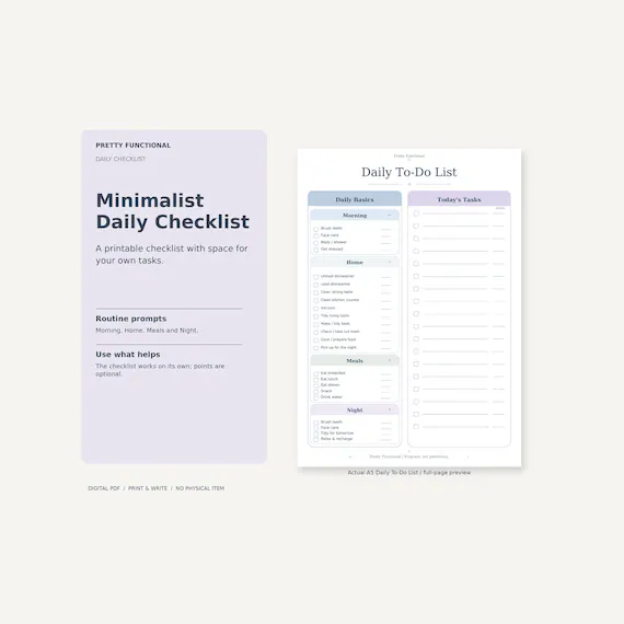 Cover preview of Minimalist ADHD Daily Checklist PDF
