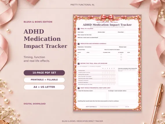 Cover preview of Pink Bows ADHD Medication Tracker PDF