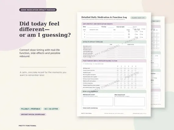 Cover preview of ADHD Medication Tracker & Log PDF