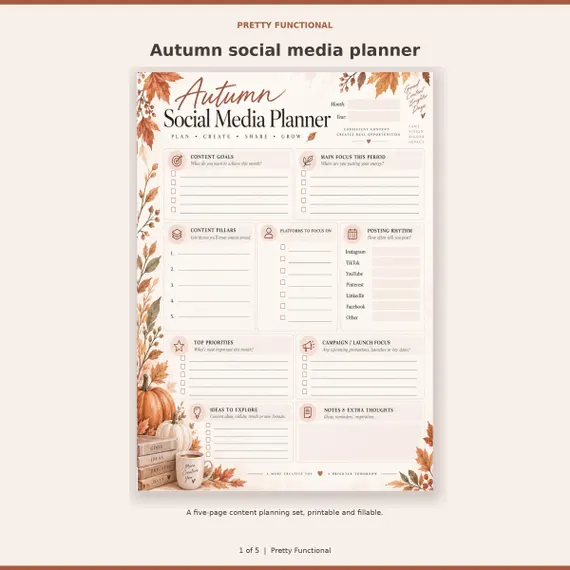 Cover preview of Autumn Social Media Content Planner PDF