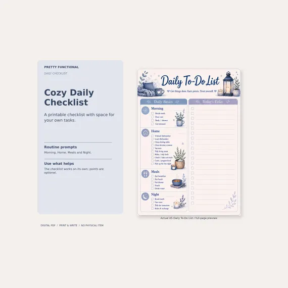 Cover preview of Cozy ADHD Daily Checklist PDF