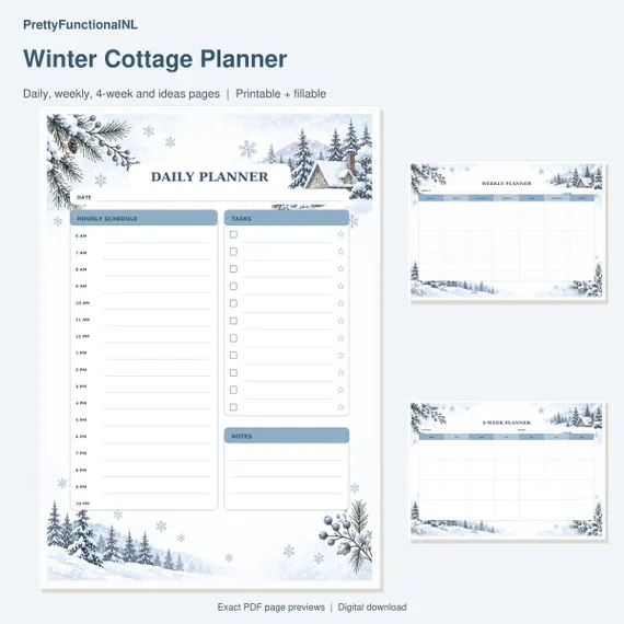Cover preview of Winter Cottage Weekly Planner PDF