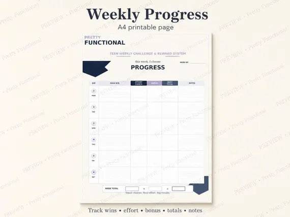 Cover preview of Printable Weekly Reward Chart for Teens
