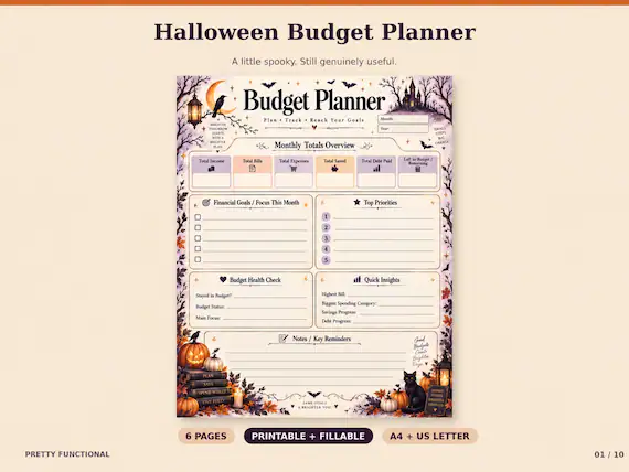 Cover preview of Halloween Monthly Budget Planner PDF